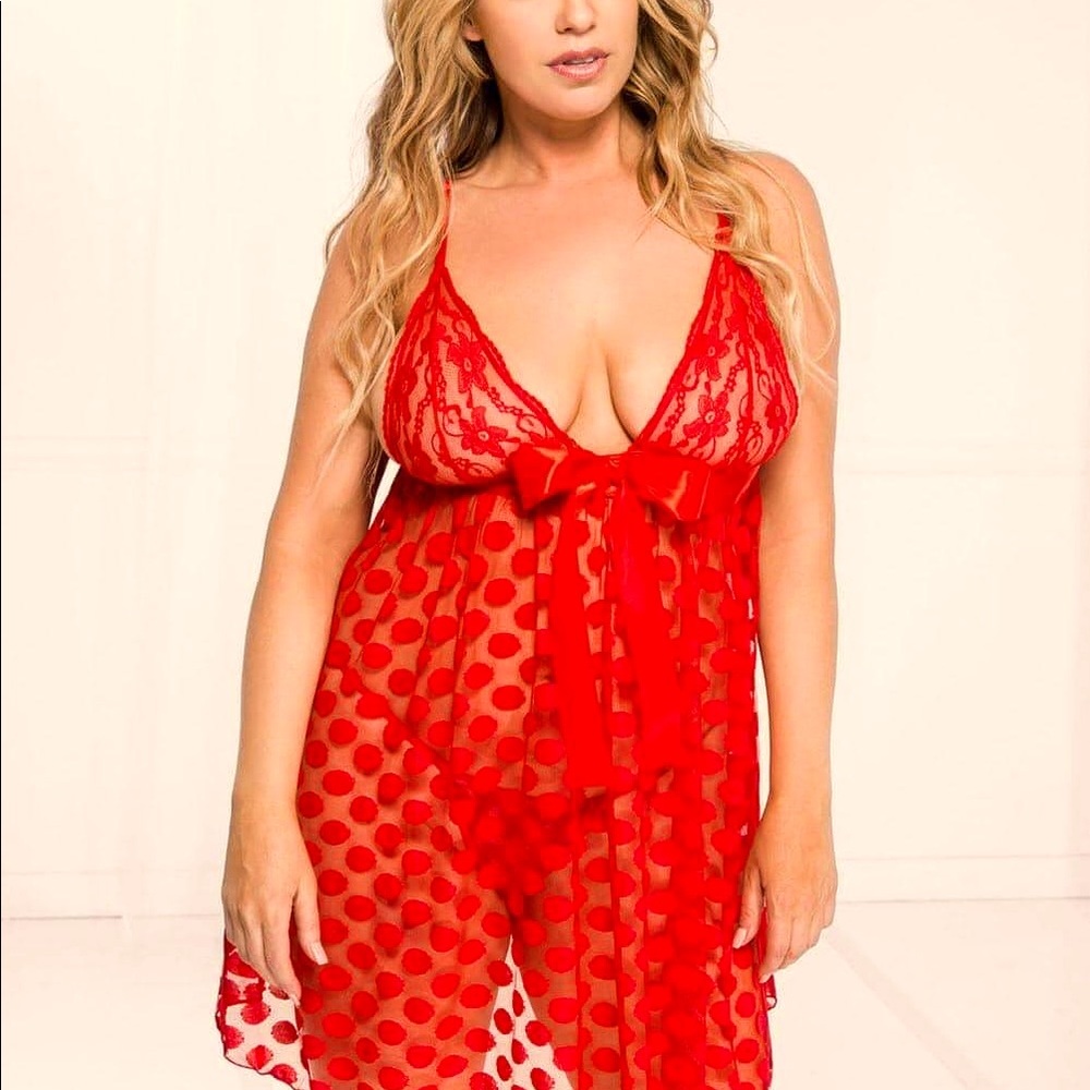 Red polka dot babydoll